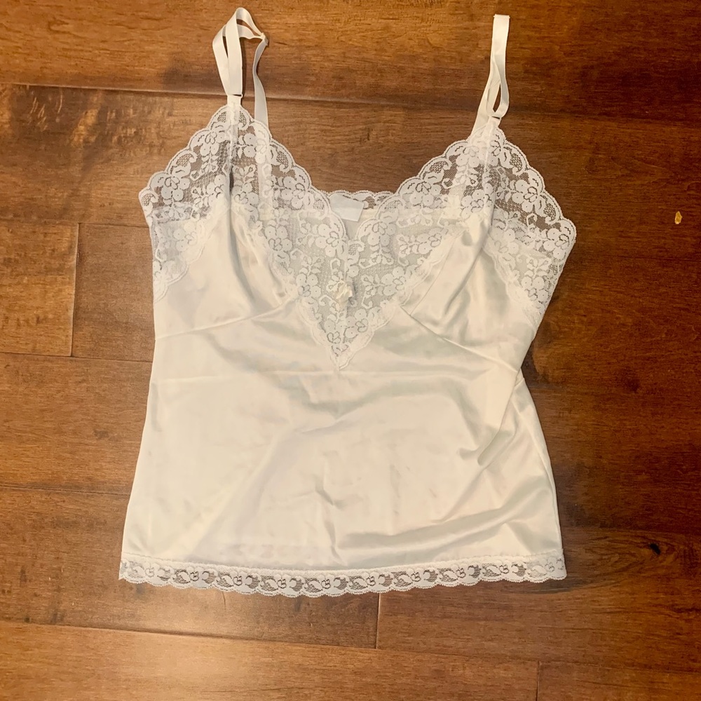 Vintage ivory lace trim camo camisole small S